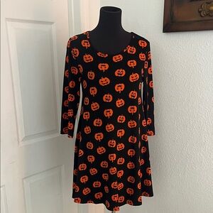 Chic Halloween Pumpkin Print Dress